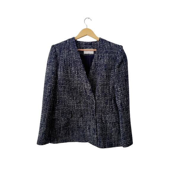 Babaton Kilburn Double Breasted Metallic Tweed Blazer Blue Size 6 - Picture 11 of 11